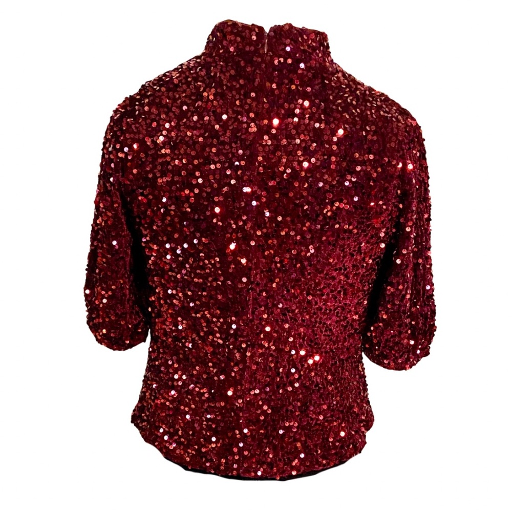 Nanette Lapore sequined evening ware top cranberry red NWOT - Picture 2 of 6